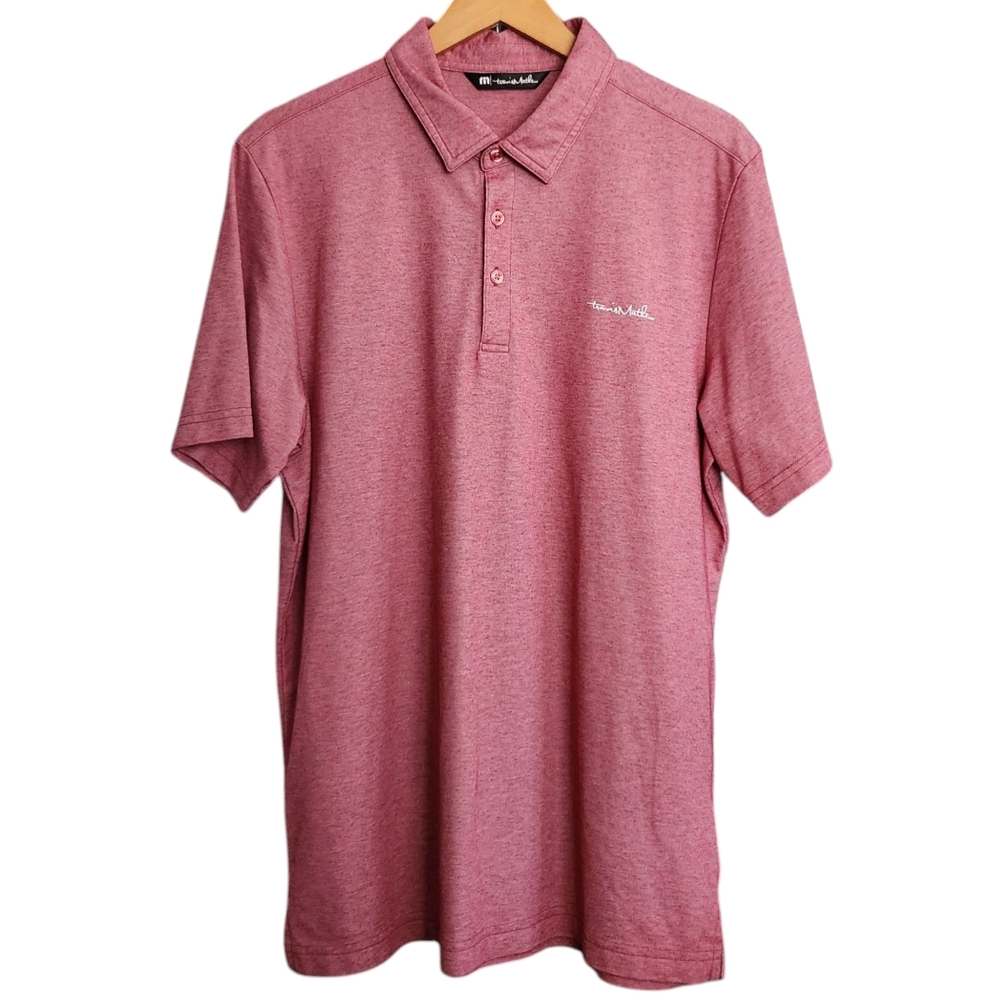 Travis Mathew Men's Size L Heather Red Performance Polo Shirt Stretch